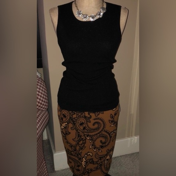 LuLaRoe Brown and Black Paisley Midi Skirt - Picture 2 of 5